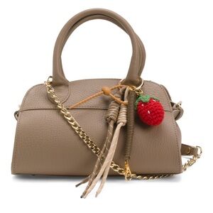 NWT Divina Firenze Italian Leather Taupe Mini Satchel w/Crossbody and Charms